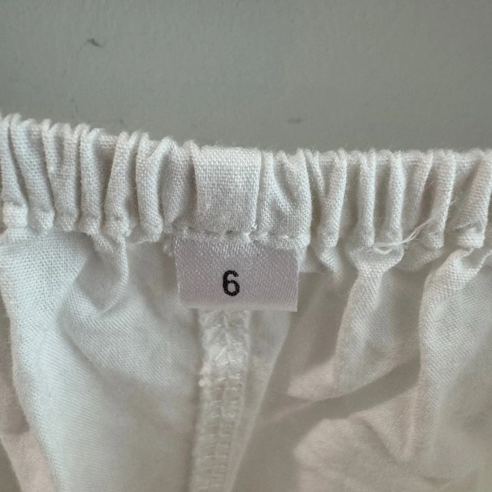 Fantaisie Kids White Cotton‎ Smocked Palm Tree Top and Pants Set Girls Size 6